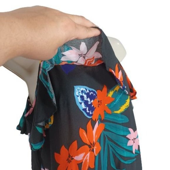 Old Navy Women's Shoulder Off Overlay Blouse Floral Size S Spaghetti Straps - Picture 4 of 9